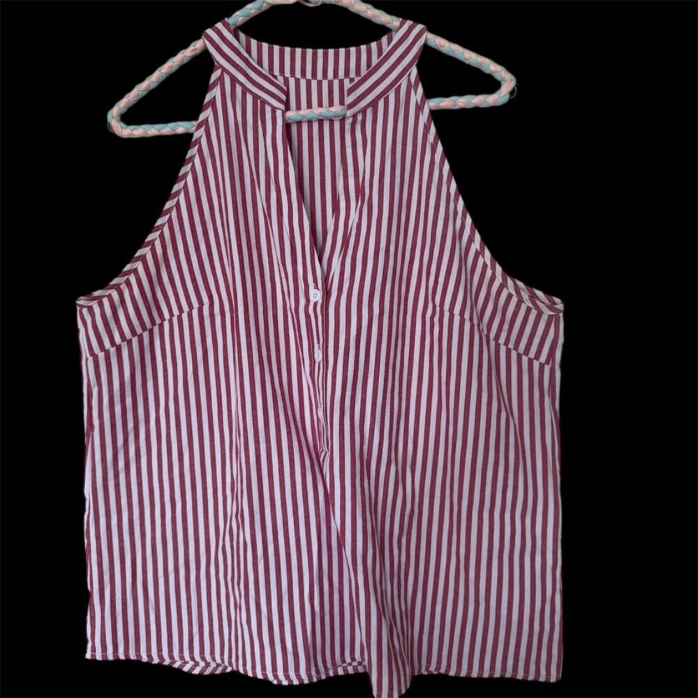 Cupshe Womens Red White Breton Striped Top Size L Nautical‎ Preppy Coastal Chic